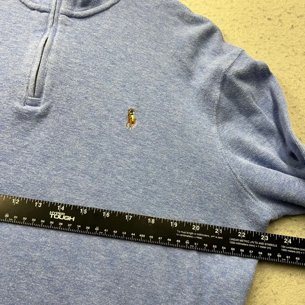 Polo Ralph Lauren Mens Large Light Blue Estate Rib Cotton Quarter Zip Pullover